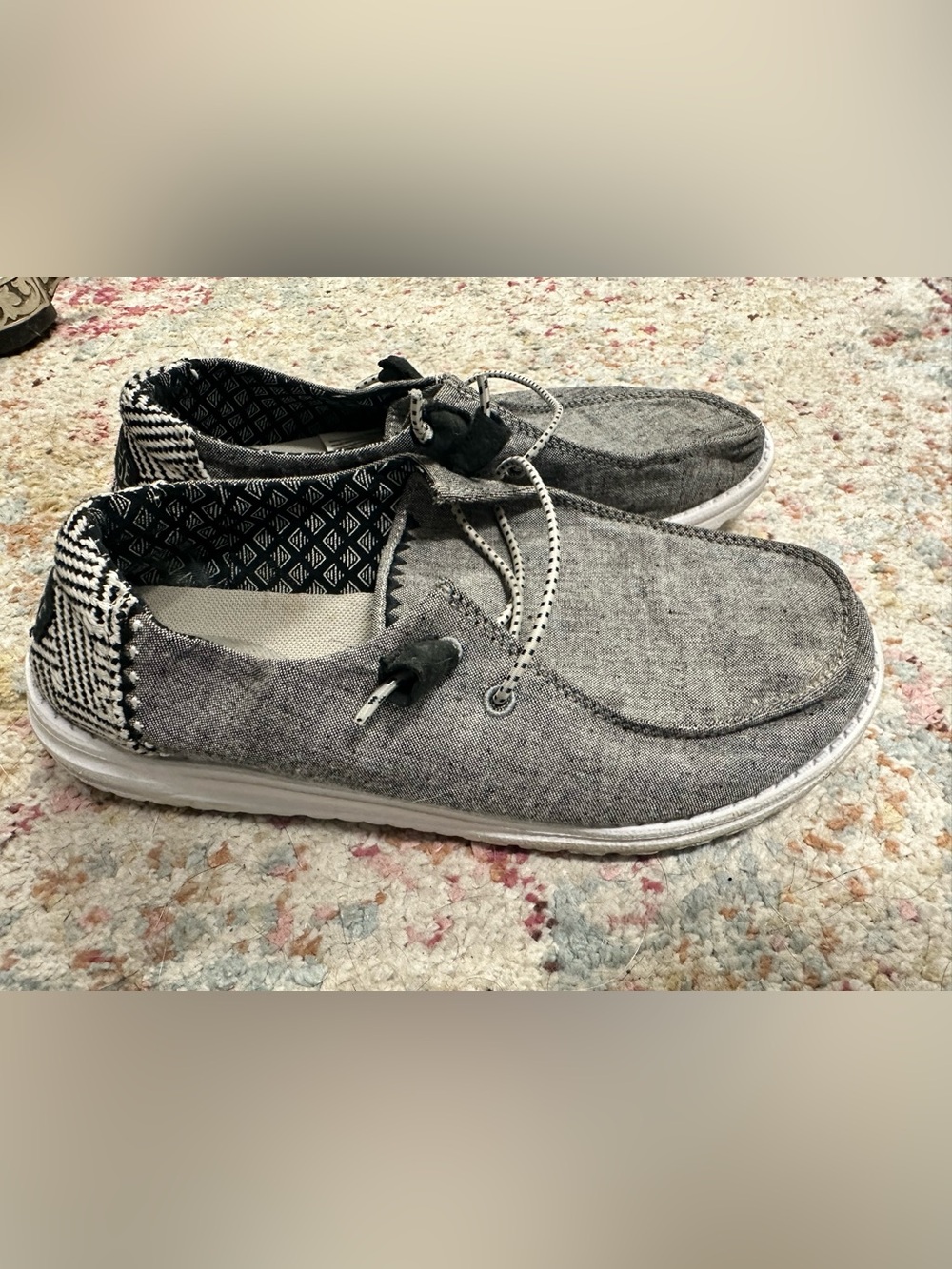 Hey Dude Gray Slip-On Canvas Boat Shoes
